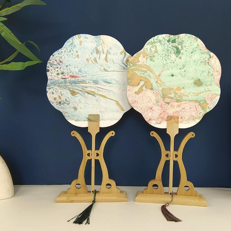 Blank Rice Paper Fan Round Fan Paper Hand Fan Wedding Fan Decorative Painting Fan Blank Fan Kids