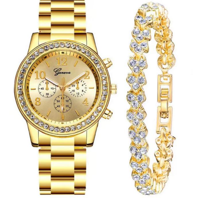 Popular Bracelet Watch Fashionable Thin Strap Gold Steel Strap Quartz Watch Women'S Student Dial Fashion Watch