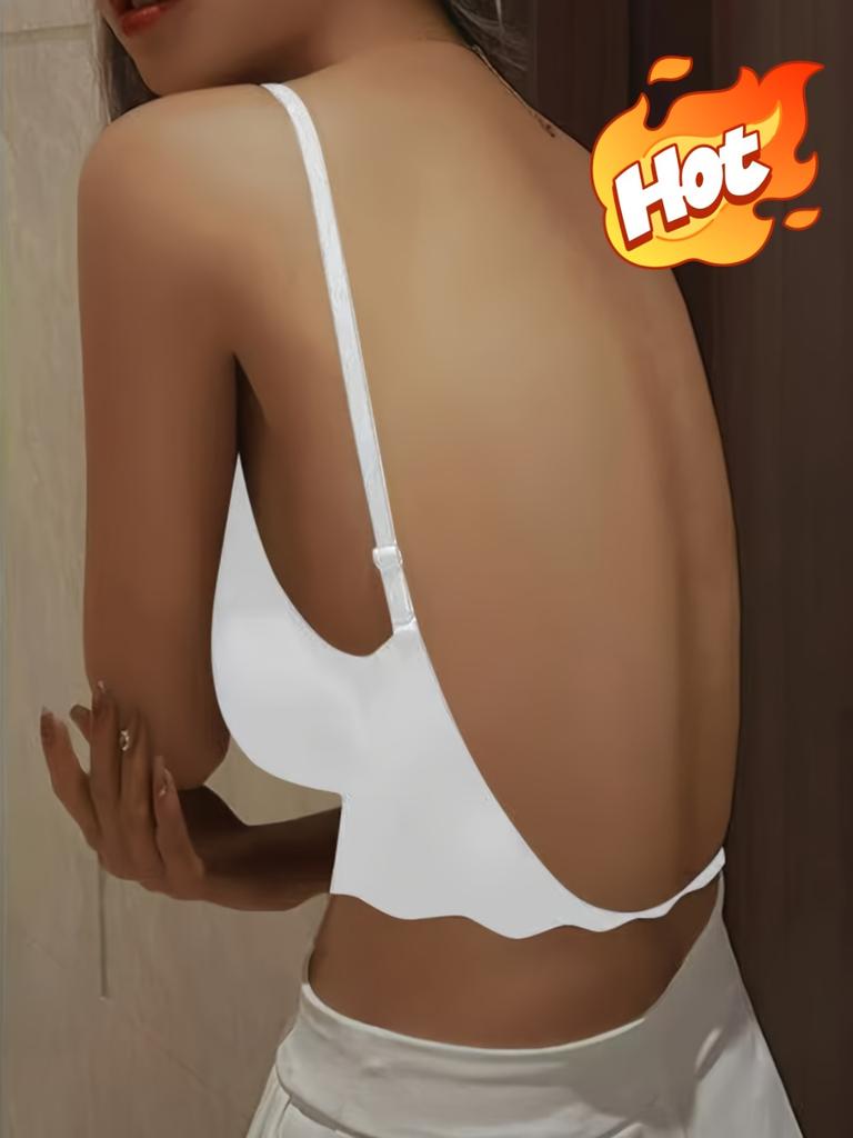 U-shaped Backless Lingerie for Women, Gathered with Chest Cushion, Worn with Hollowed Out Vest, One-piece Seamless Backless Sexy Bra