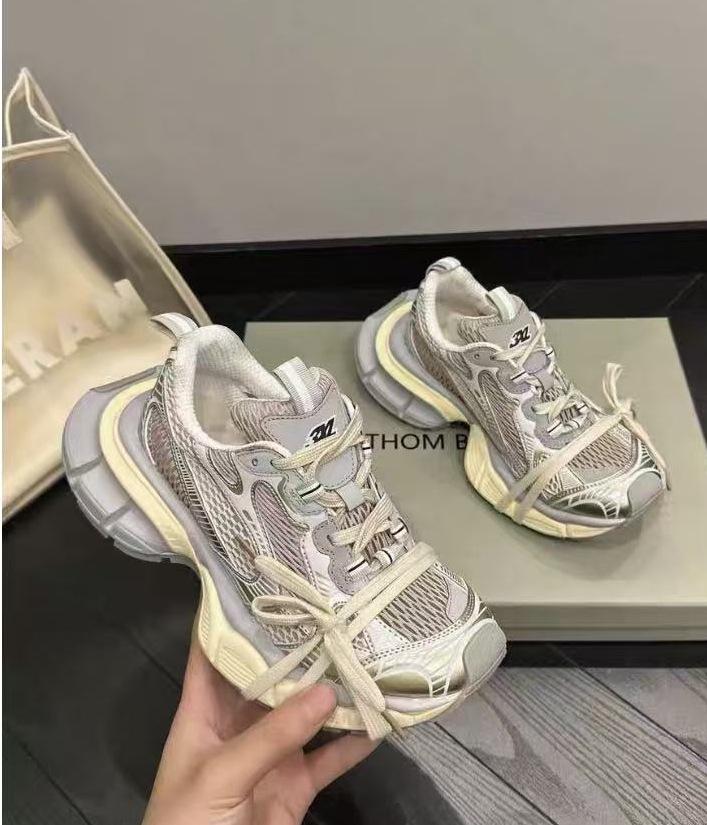 

European Station Leather Daddy Shoes Casual Sports 2025 New Fashion Mesh Breathable Platform Casual Sports Shoes 40 серебряный