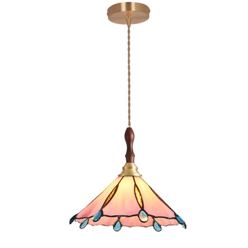Tiffany Chandelier Retro Creative Stained Glass Lotus Pendant Light Corridor Bedroom Living Room E27 Single Head Hanging Lamps