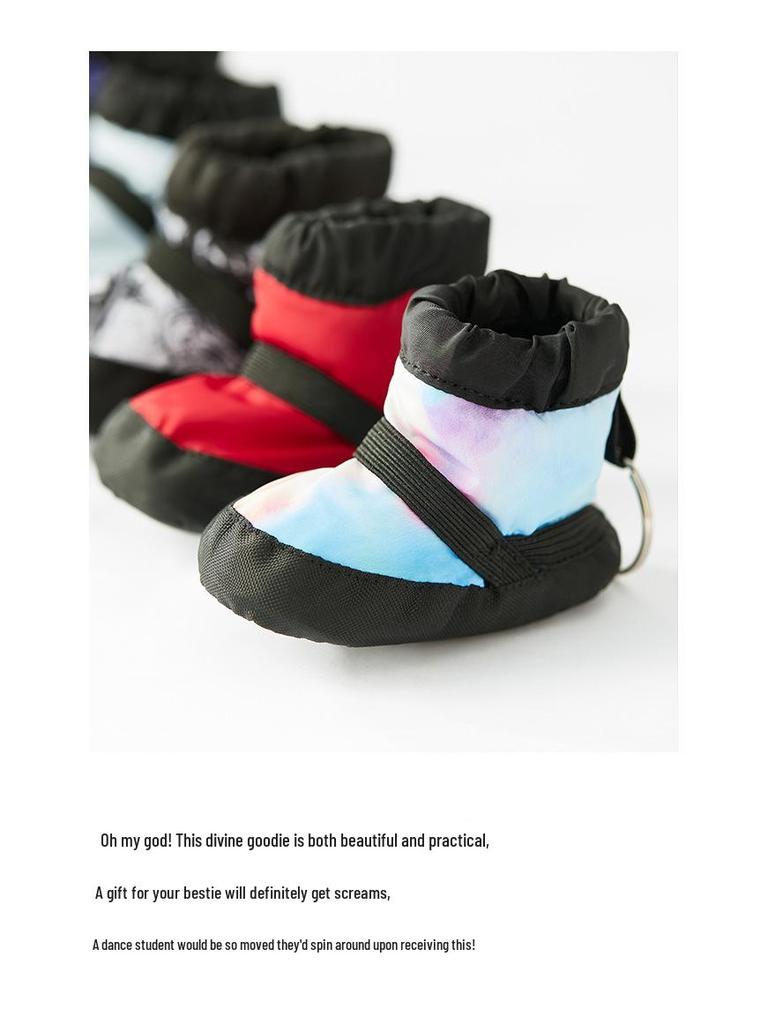 Ballet Warm Plush Keychain Dance Shoes: Women's Velvet Quilted PU Practice Shoes