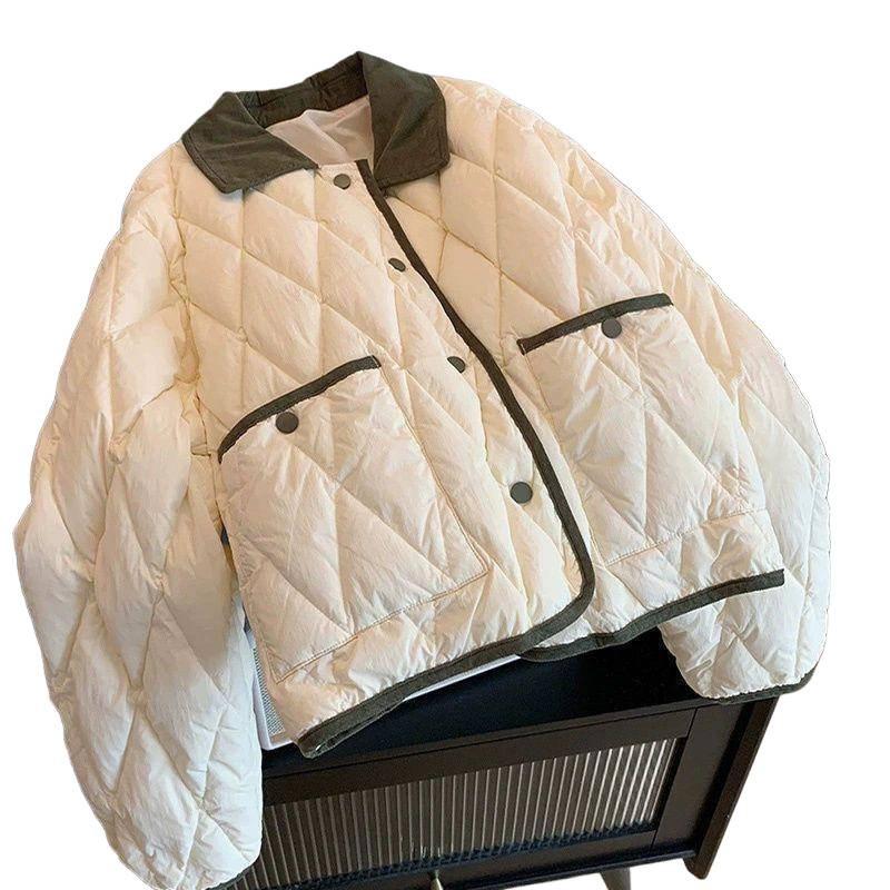 Lapel Cotton Clothes Autumn and Winter Women's Fashion Loose and Versatile Short Light and Thin Padded Jacket