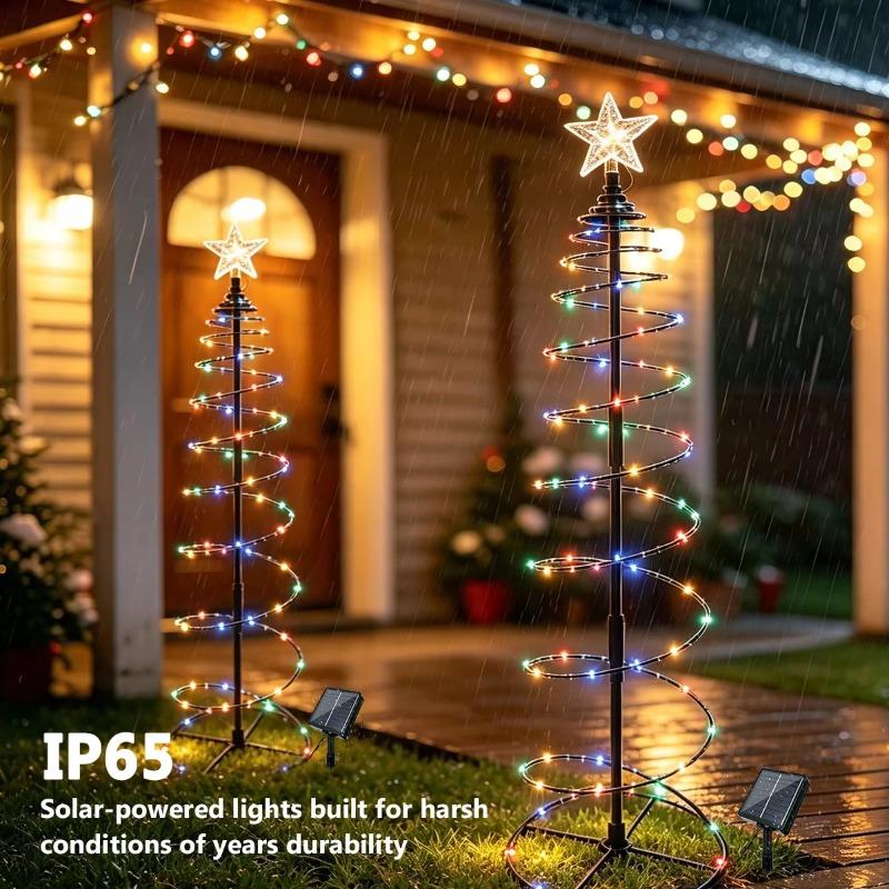 Christmas Tree Garden Decorative Lights Stars LED Solar Ground Light Solar Energy Lamp Coil Shape Sun Lamps