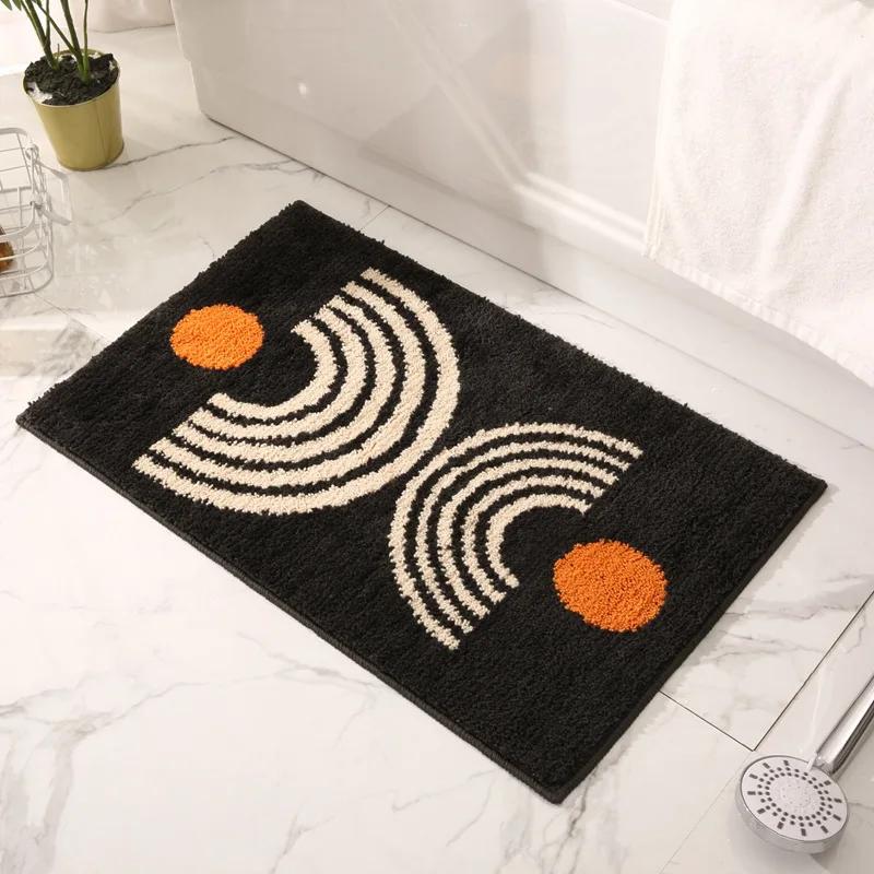 VIKAMA Modern Abstract Art Bath Mat, Soft Fluffy & Non-Slip, Ultra-Absorbent Quick Dry Shower Mat for Luxury Bathroom & Vanity