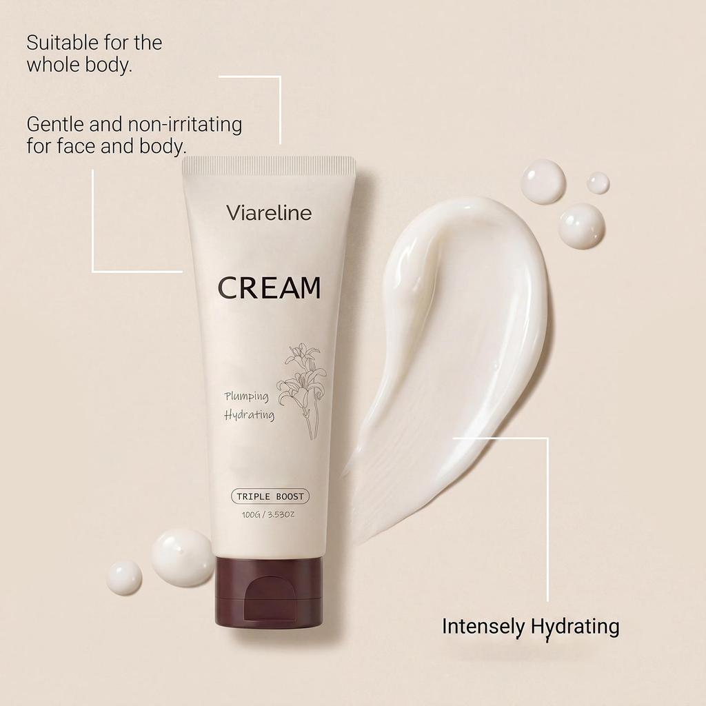 Viareline softening skin cream Gentle Moisturizing  Facial and body Dual-use portable moisturizing care cream 100g