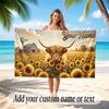 Floral Garden Theme Quick Dry Beach Towel Custom Name Text Print Large Sand Resistant Towel Beach Vacation