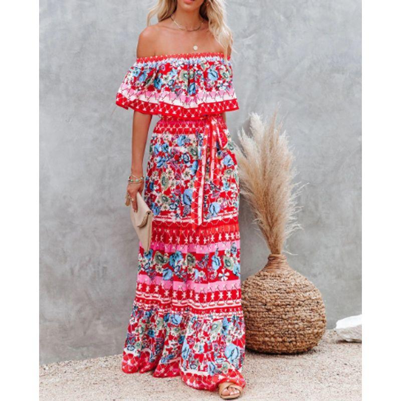 2023 Summer Ladies Tie-Dye Stitching Print Sexy Dress Dress