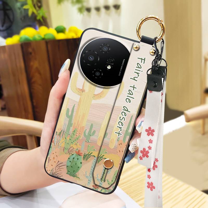 Fashion Design Protective Phone Case For TCL 50 Nxtpaper 5G/50Pro Nxtpaper 5G Wristband Kickstand Dirt-resistant Flower