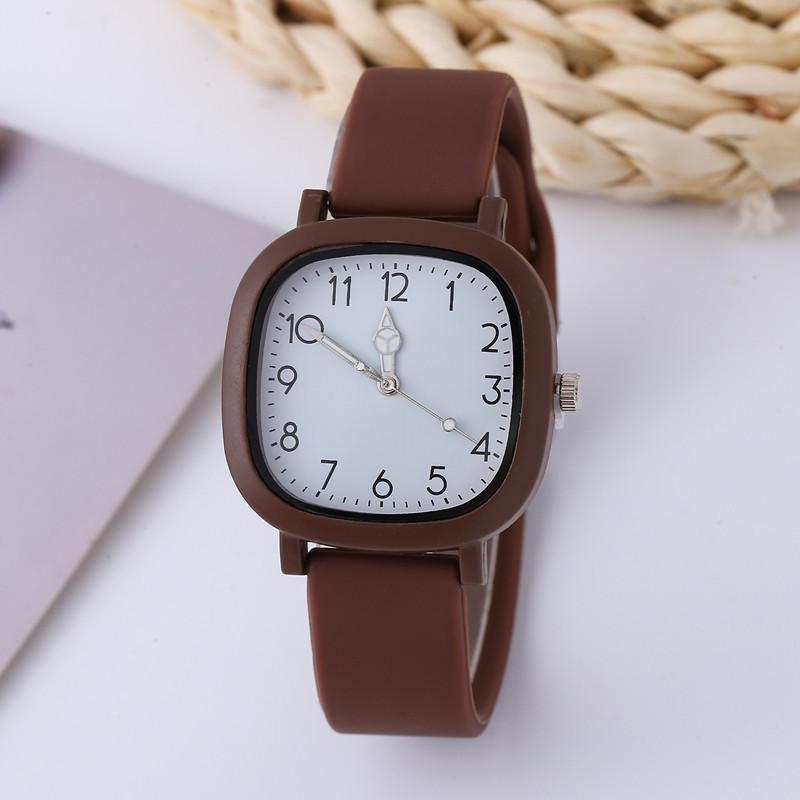 Women Watch Fashion Square Quartz Silicone Strap Wristwatches Student Watches for Women