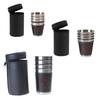 Nonrust Steel Shot Glass Set Portable Leather Cover Connect Shot Glasses 30/70/180ml Capacity for Get Togethers