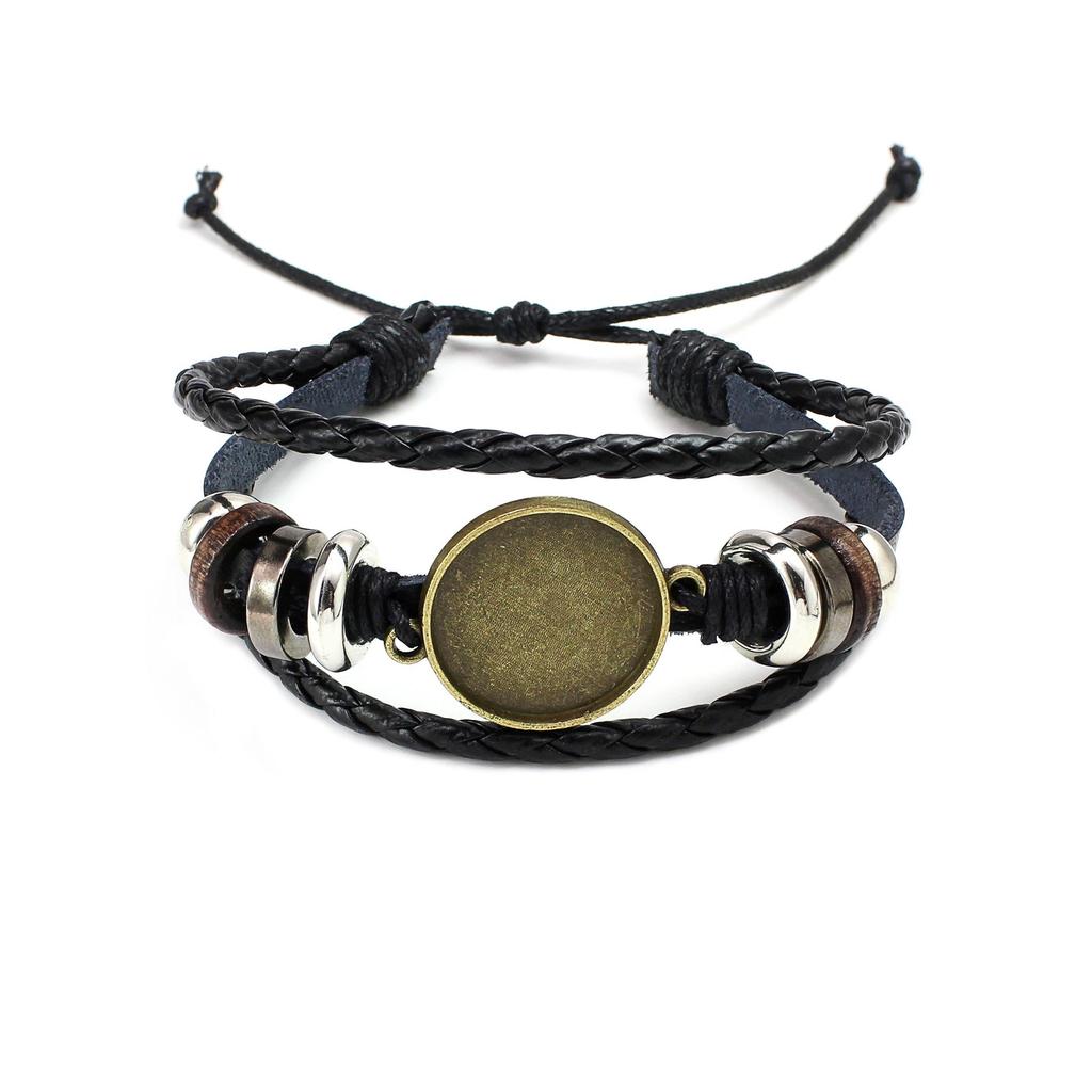 Cross-Border Punk Retro Leather Bracelet - DIY Noosa Buckle Hand Rope Jewelry Accessory (Semi-finished)