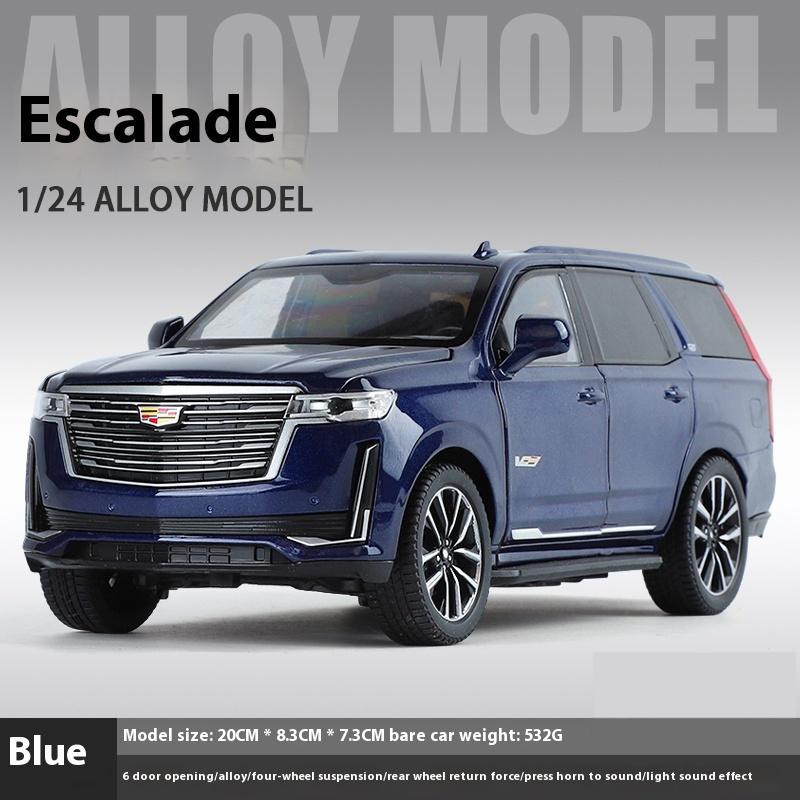 1:24 Cadillac Escalade SUV Alloy Car Die-cast Metal Model Business Car Sound and Light Desktop Collection Decoration Gift Boy Display Ornaments