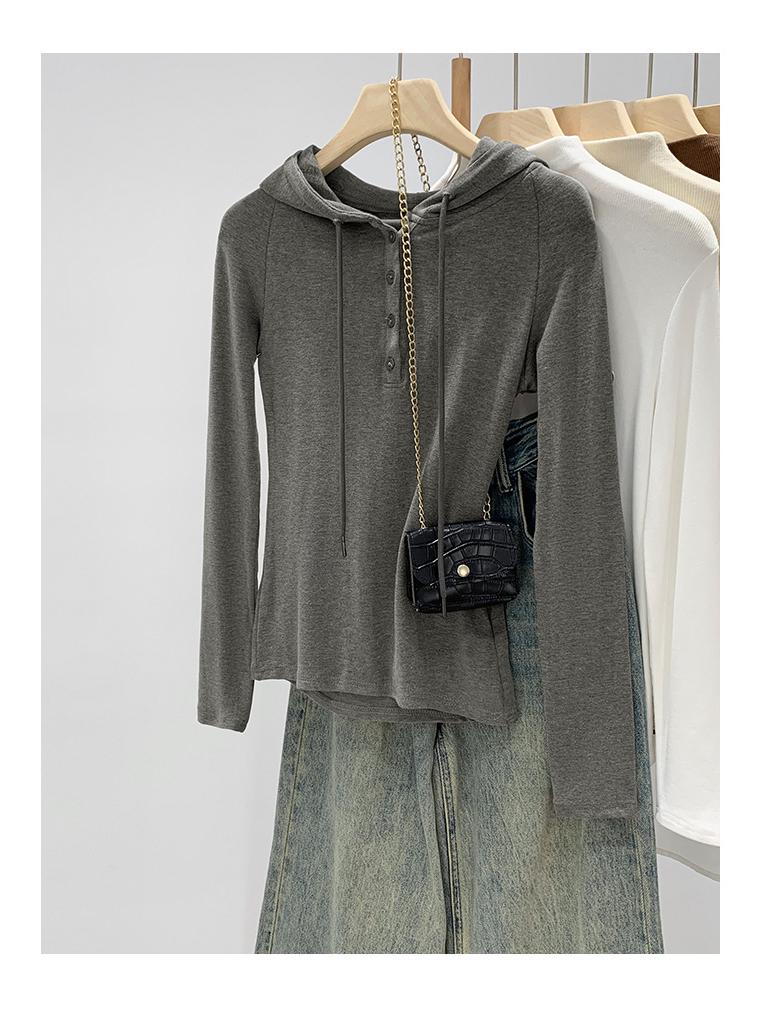Stylish Slim-Fit Grey Half-Zip Hoodie for Women - 2025 Autumn/Winter Collection