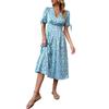 Summer Fresh and Sweet Wind V-neck Slim Floral Dress