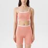 Damen Color-Block Yoga-Set: Dreiviertelhosen & BH mit dünnen Trägern