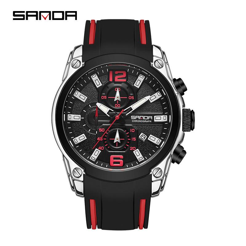 SANDA 5305 Men s Luminous Waterproof Steel Wristwatch with Calendar, Multi-Function Dials.