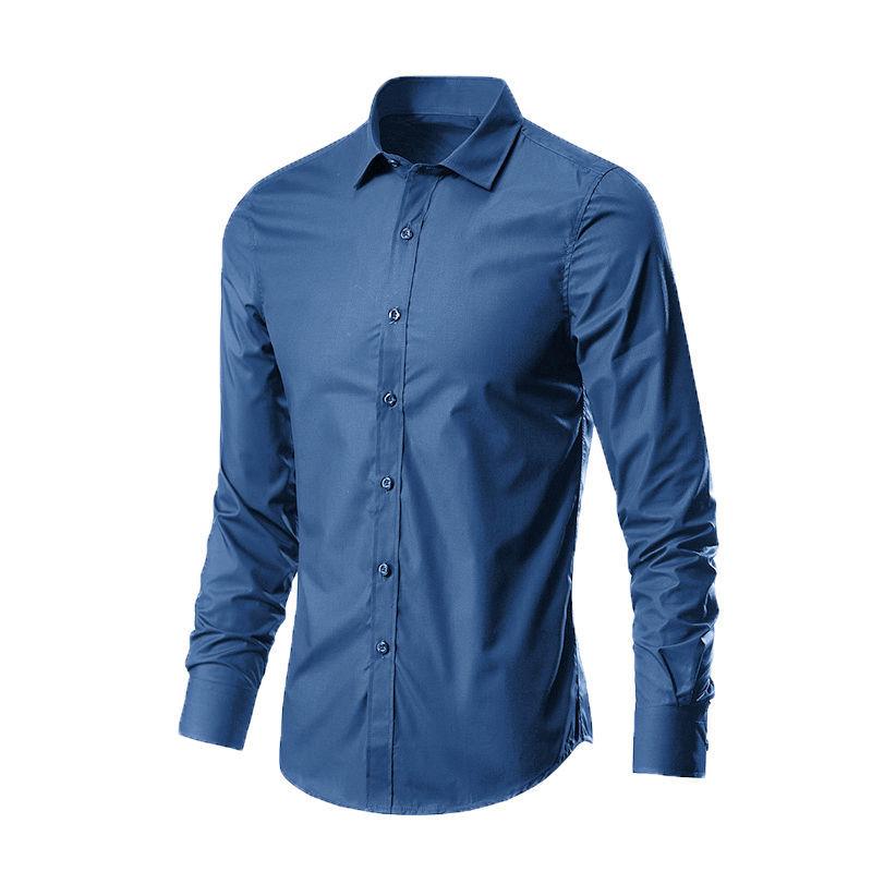 New Spring Autumn Korean Edition Fashion Trend Handsome Professional Business Dress Slim Solid Color Men's Shirt