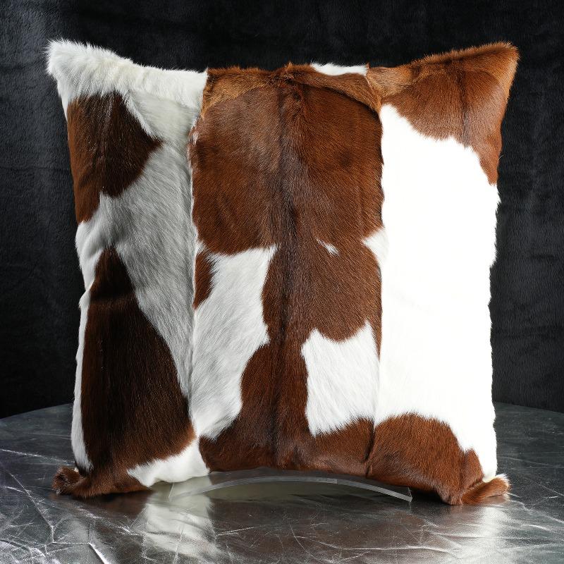Plush Cow Print Pillowcase 50x50cm Double-sided Cushion Cover Artistic Color-block Throw Pillow Cover Home Decor