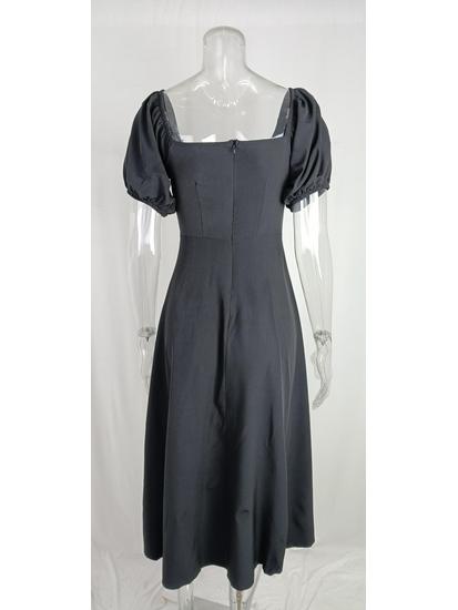 2026 Spring Resort Style Off-the-Shoulder Slit Long Dress: Elegant Lace-Up French Design for Women