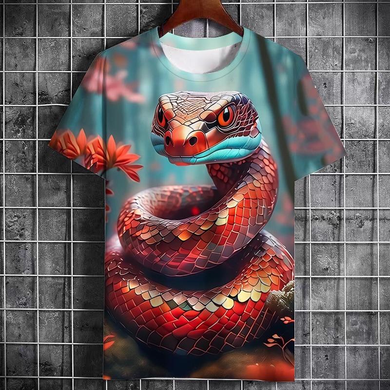 

Men s Snake Print T-Shirt Short Sleeve Casual Stylish T Shirts Clothes Full Print Snake Graphic Tee Shirts Tops Mens Camisetas 6XL