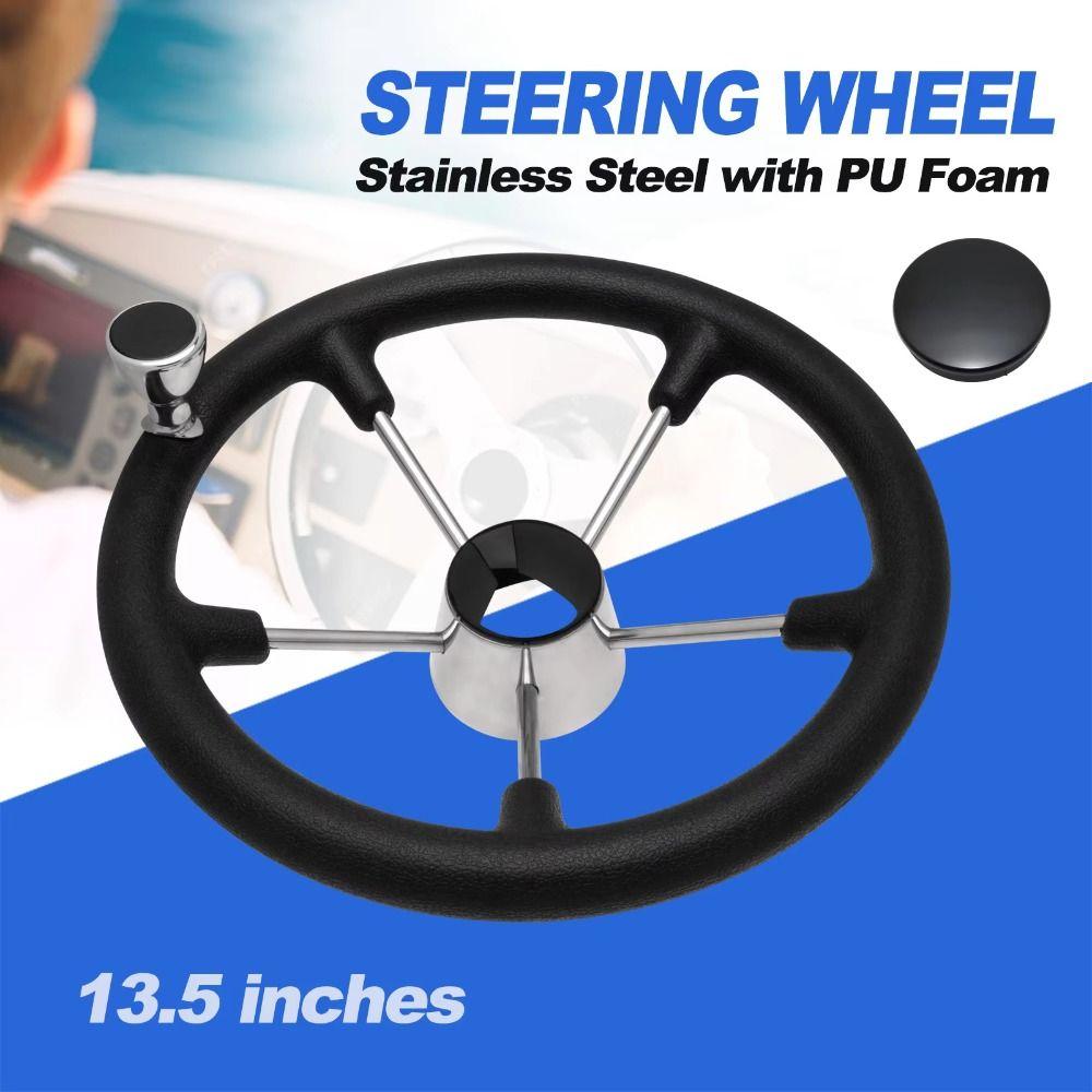 Black Foam Grip Boat Steering Wheel Non-directional 3 Spoke Steering Wheel  Boat Use