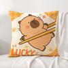Cute Cartoon Capybara Cushion Cover Natural Linen Pillow Cover DoubleSided Print Cushion Case for Sofa Home Decor Gift