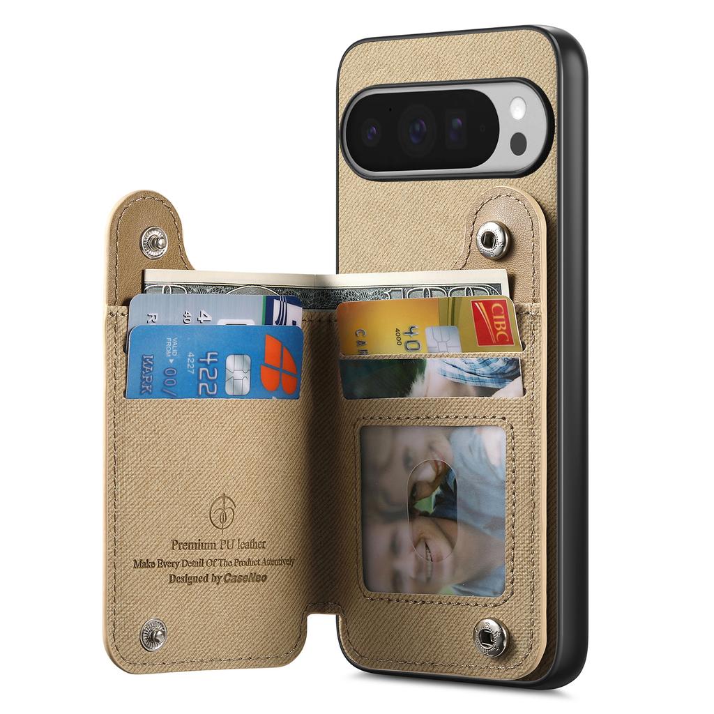 For Google Pixel 9 Pro XL/Google Pixel 10 Pro XL Case with Card Holder Kickstand Leather + TPU + PC Phone Cover