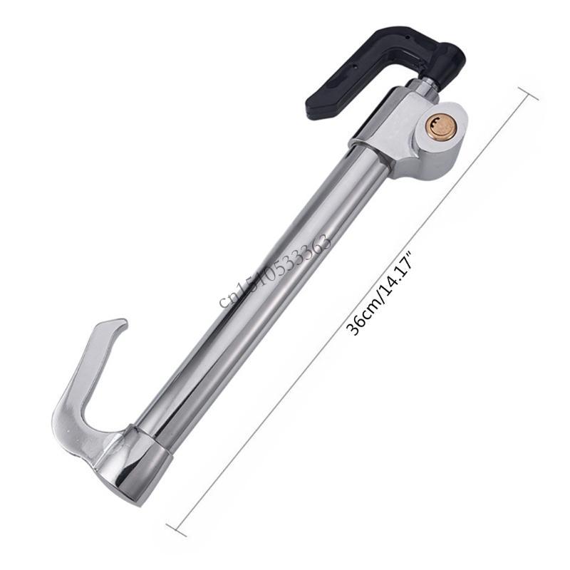 090E Car Extendable Double Hook Stainless Steel Steering Wheel Lock Clutch Pedal Lock