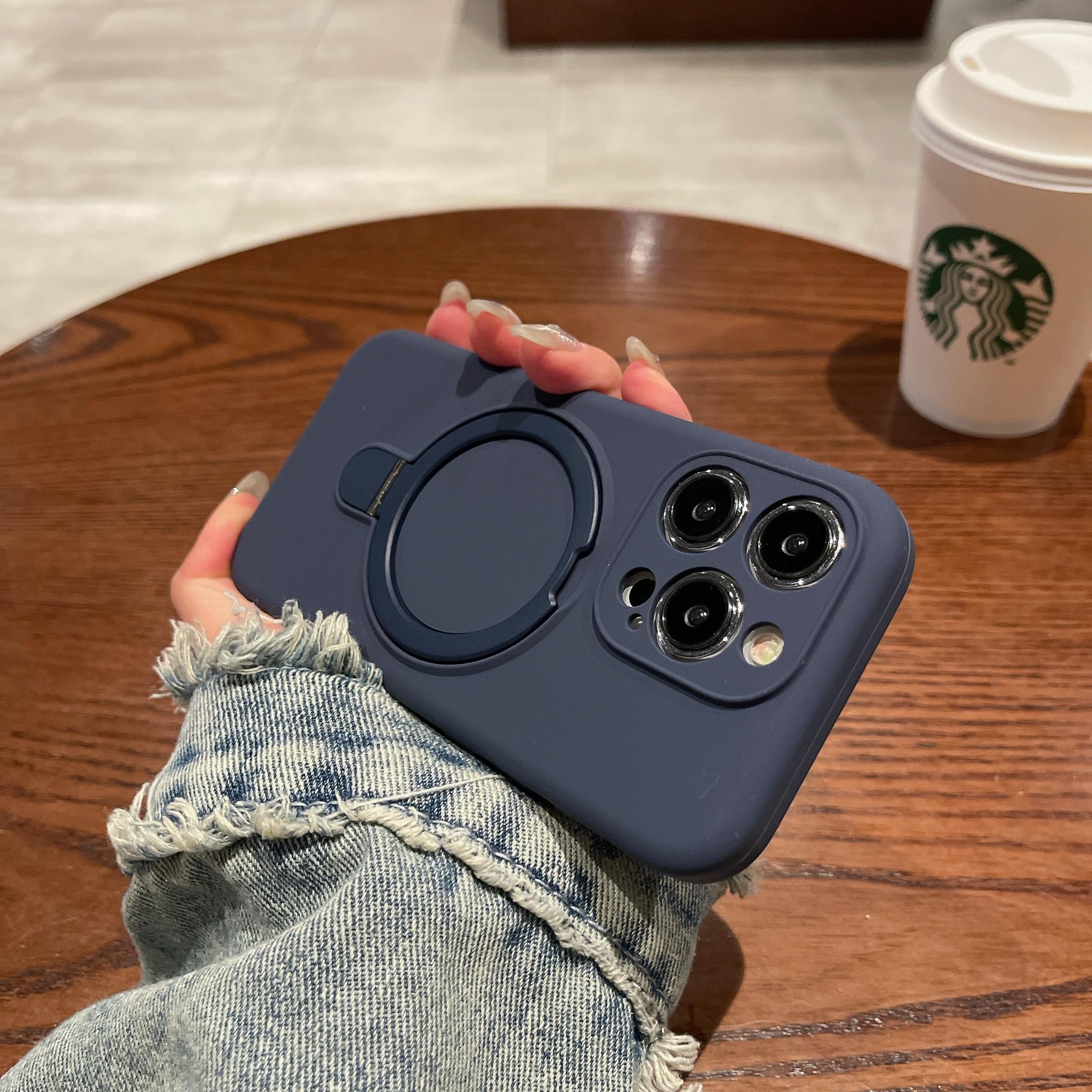 

Original Liquid Silicone Magnetic Stand Holder Phone Case For iPhone 15 11 12 13 14 Pro Max Plus For Magsafe Ring Bracket Cover For iPhone 13