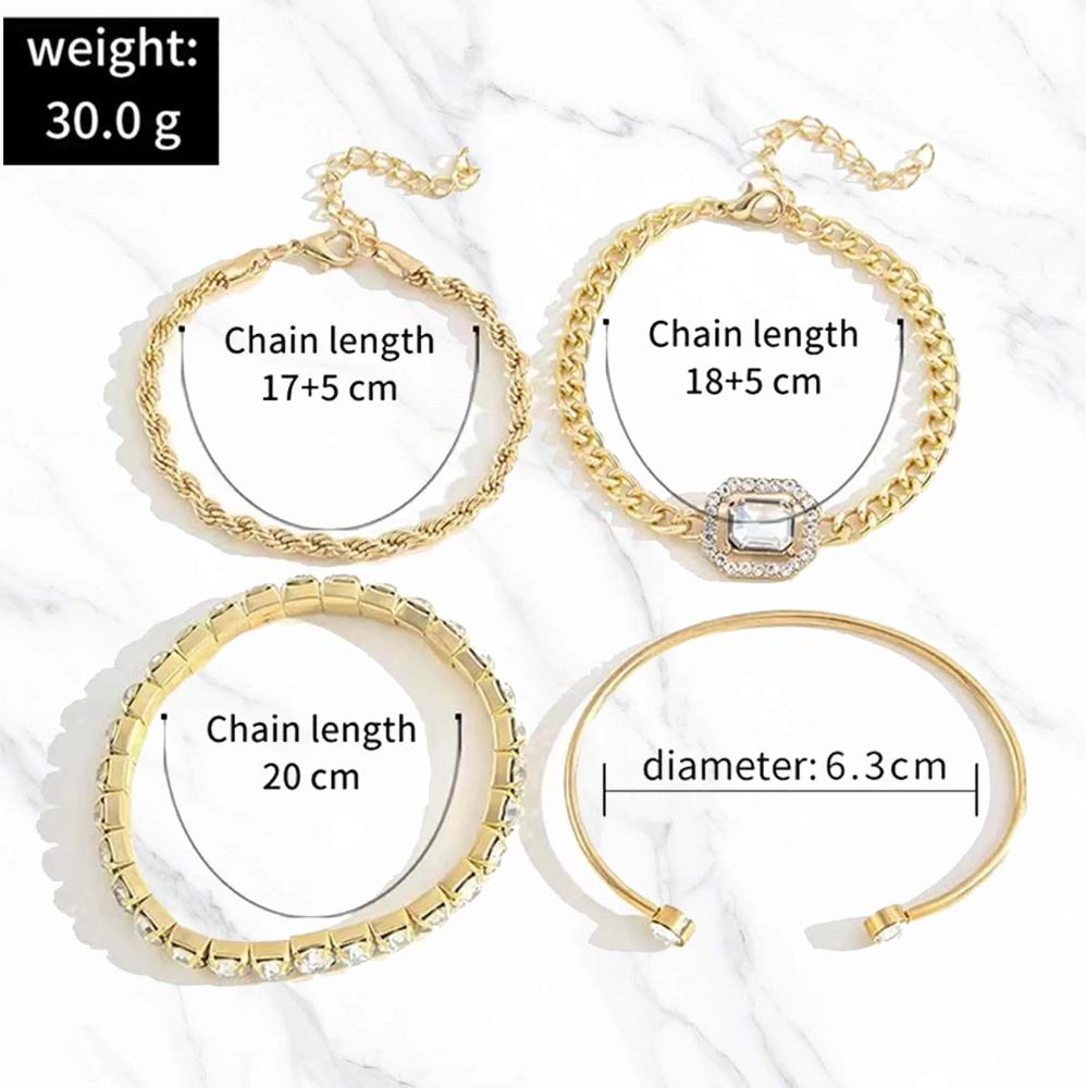 4 Piece Women Bracelet Suit European And American Multi-layer Antique Bracelet Fashion Simple Personality Fried Dough Twists