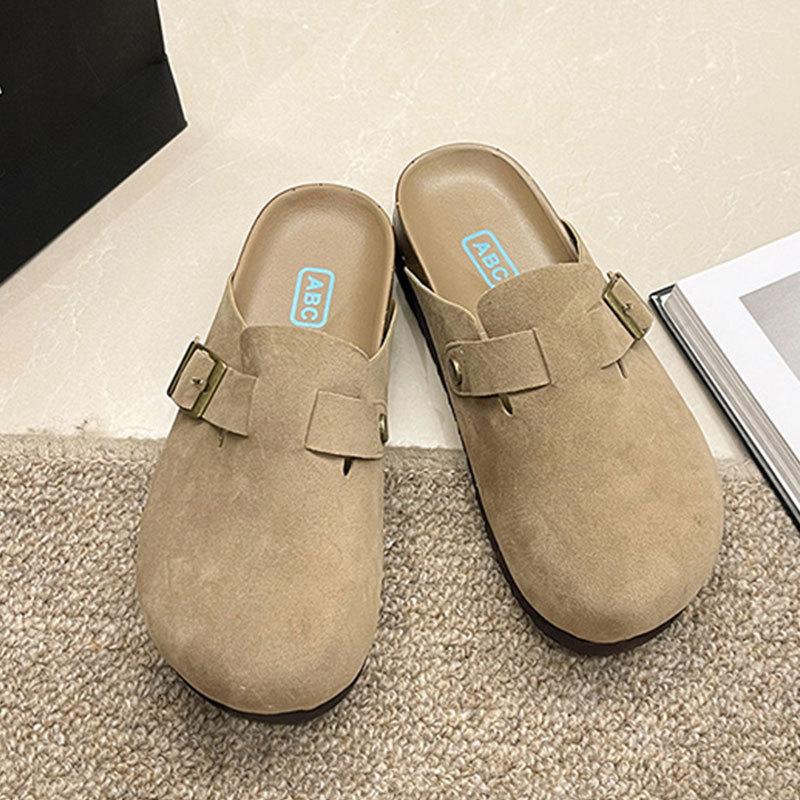 Women's Bag Head Half Slippers Women's Outer Wear Platform 2025 New Spring and Summer Single Shoes Retro One-pedal Sandals
