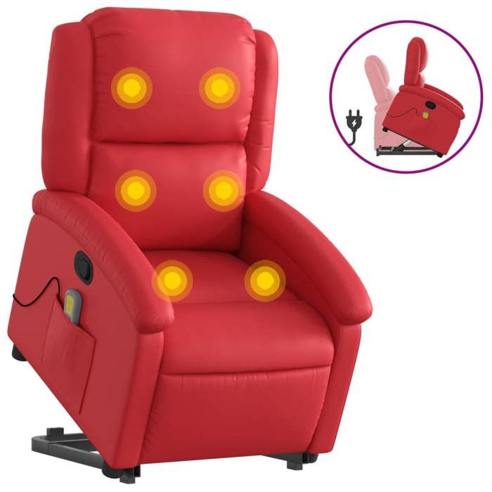 VidaXL Reclining Massage Armchair Red Faux Leather 3204238