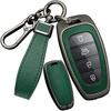 SANRILY PU Leather 4/5/7/8 Button Key Fob Cover Fit for Hyundai Tucson 2024 Palisade Sonata 2023 2022 Santa fe Keyless with Leather Keychain