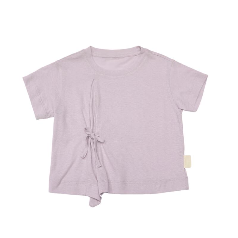 LELE JOVE Girls  Cotton Linen Tie-Detail Short Sleeve T-Shirt 120 cm