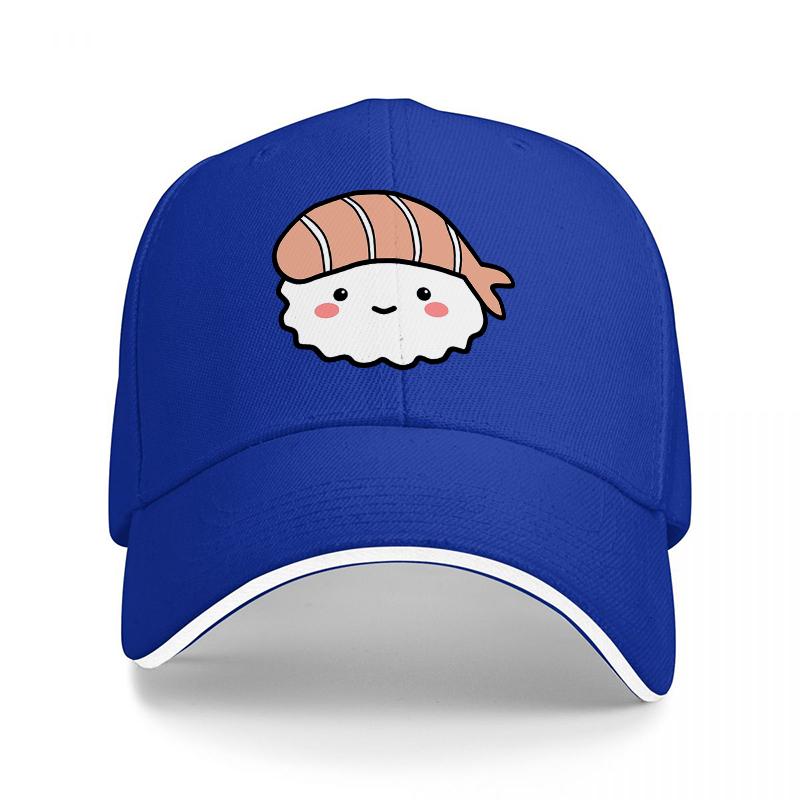 Cute Sushi Character Baseball Cap Black Hat with Adorable Kawaii Design for Food Lovers and Fashion Enthusiasts