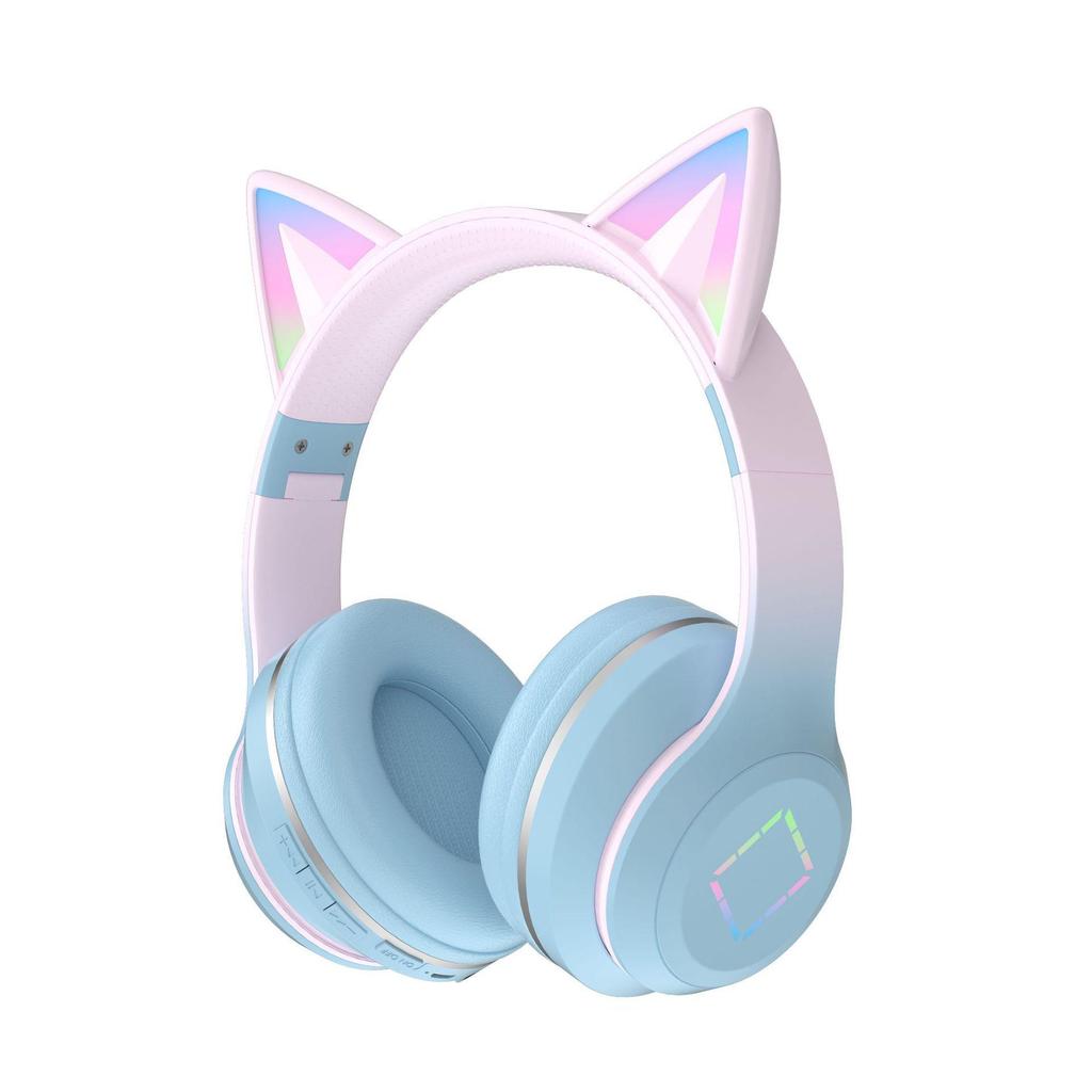 DR57 Luminous Cat Ear Wireless Bluetooth Headset - Long Battery, Gradient Color, Over-Ear Design