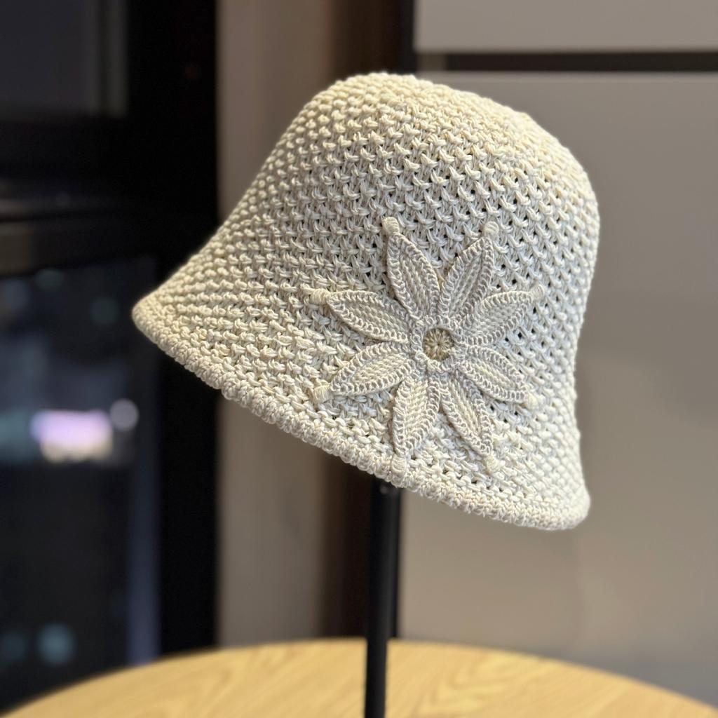 New Japanese-style cute handmade floral fisherman hat for women, sweet and fashionable bucket hat for spring and summer, sun protection and UV