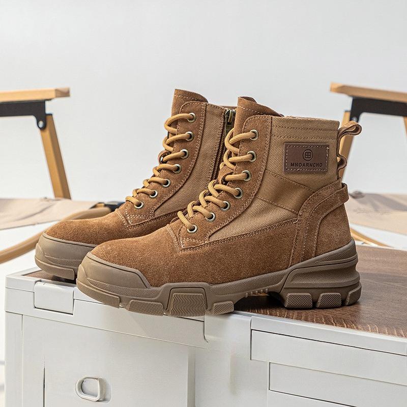 

Breathable Shoes, Work Boots, Side Zipper Hiking Boots, Retro Height-increasing Boots for Women 34