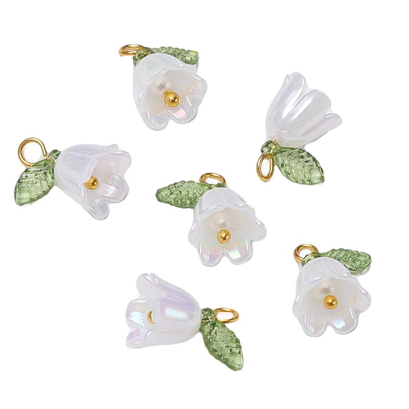 

10 шт./пакет акриловый цвет кулон «Ландыш» DIY браслет ожерелье серьги ювелирные аксессуары 11x14mm 10pcs/bag