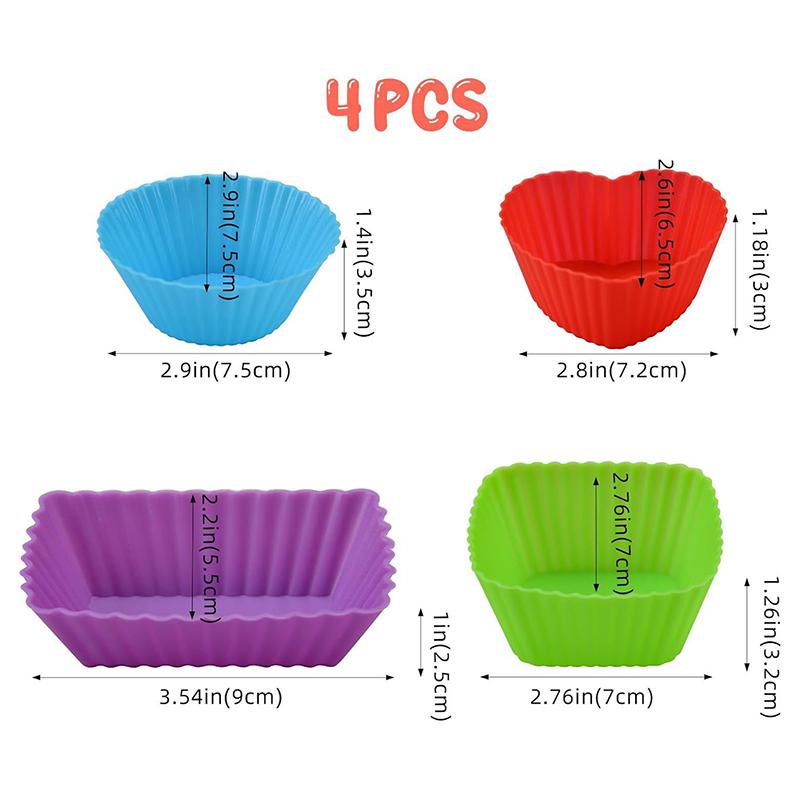

4/10/12 шт. многоразовых силиконовых формочек для выпечки кексов, антипригарные формочки для маффинов, наборы формочек, разделители для ланч-боксов, формы для выпечки тортов
