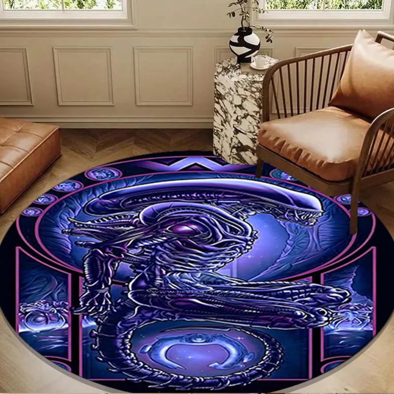 Alien Artwork Round Mat, Anti-slip Circle Carpet Chair Rug For livingroom,Bedroom, Doormat Home Decor Gift Christmas Gifts