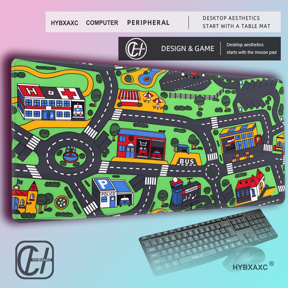 HYBXAXC Kids City Road Map XXL Mouse Pad Nonslip Gaming Desk Mat for Boys Educational Play Mat