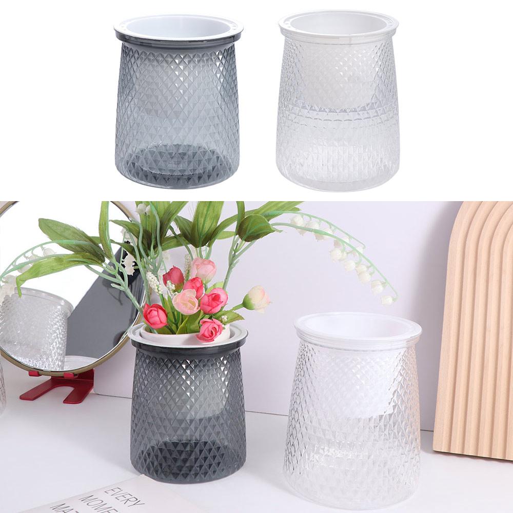 Plastic Flower Vase Transparent Lazy Potted Flower Pot Self Watering Plant Pot  Indoor
