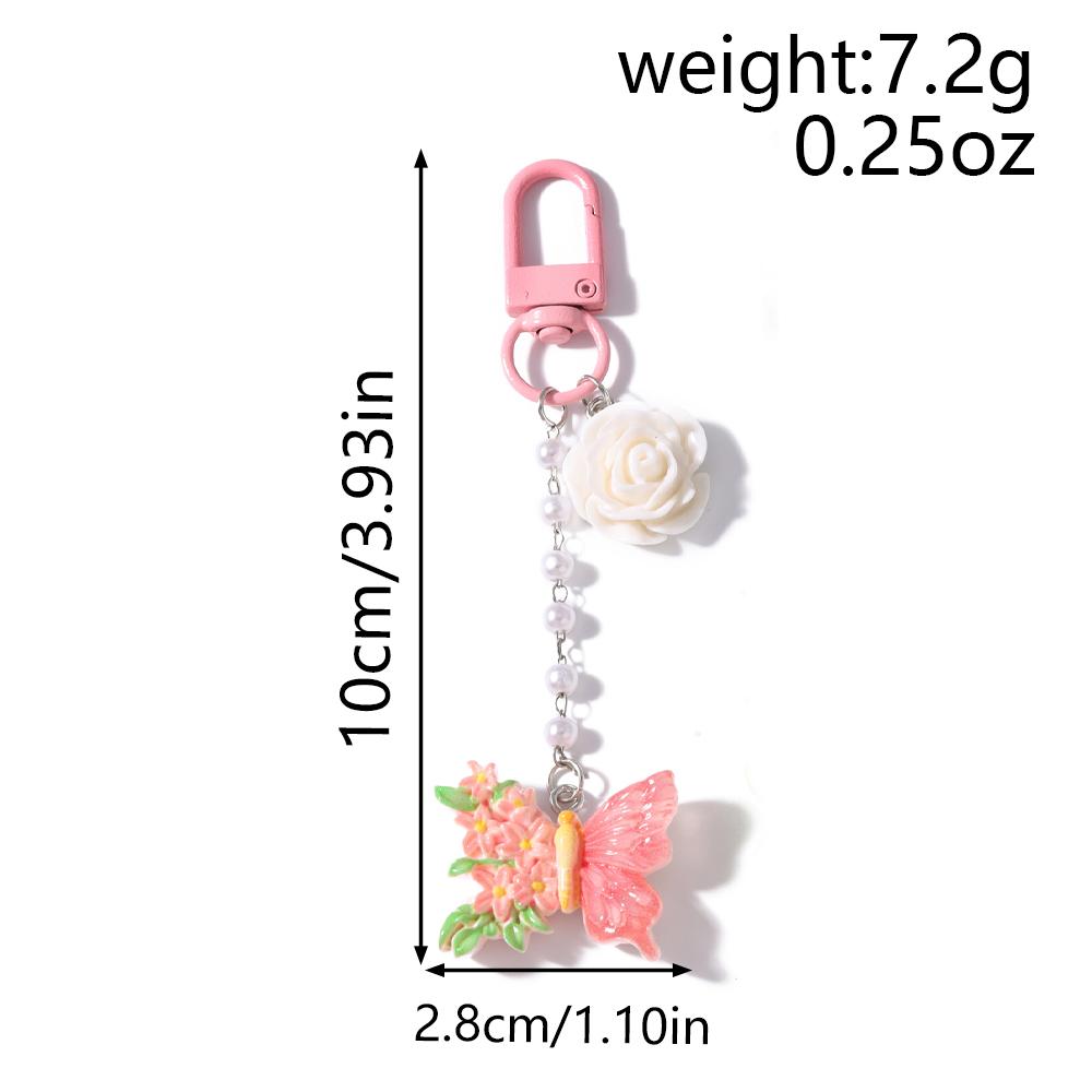 Cute Resin Butterfly Keychain Women Girls Flower Key Ring Pendant for Handbag Charms DIY Key Chain Jewelry Gifts
