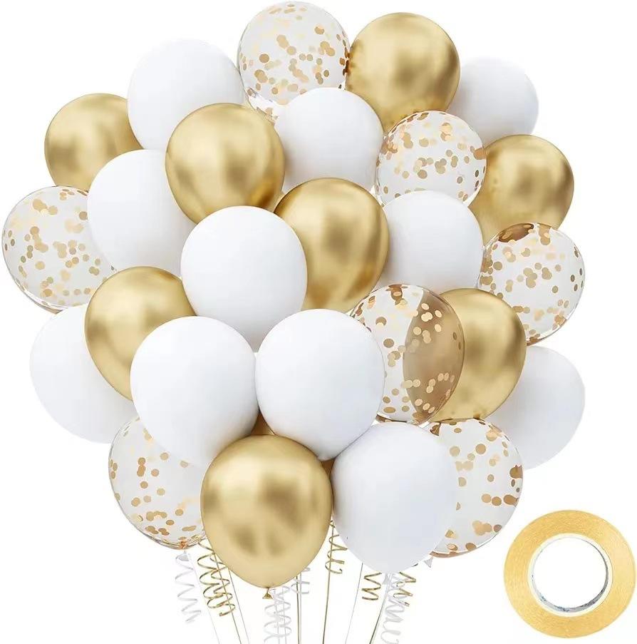 12-Inch Confetti Sequined Balloon Set 60 Birthday And Valentine'S Day Party Decorative Balloons
