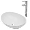 Vidaxl Umywalka Z Baterią Mieszającą, Ceramiczna, Owalna, Biała