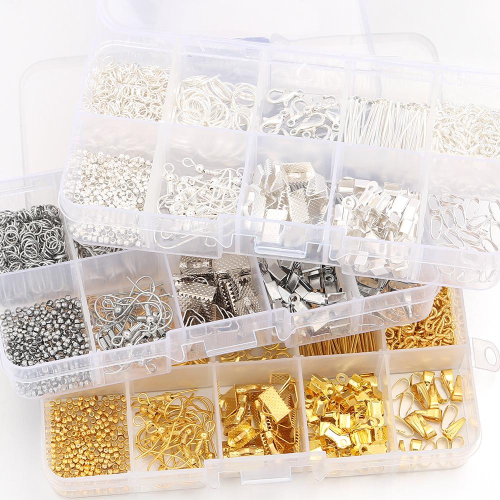 1Set Jewelry Making Kit Metal Lobster Clasp Open Jump Rings Earrings Hook Repair Tools Box For DIY Jewelry Making Accessories