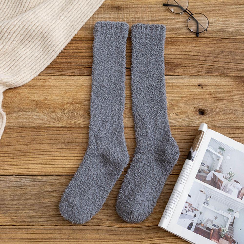 

Socks Men Autumn Winter Japanese Ladies Hosiery Cotton Calf Socks Pure Color Stockings Floor Socks