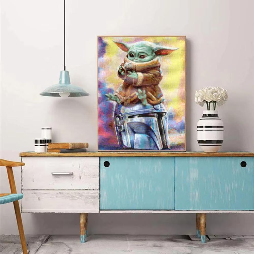 Diamond Painting Yoda Rhinestone Picture Cartoon Full Round Drill Mosaic Embroidery Mandalorian Home Decor Gift